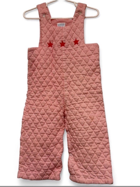 Vintage Other - Vintage Quilted Red and White Gingham 1980s overalls  three embroidered stars